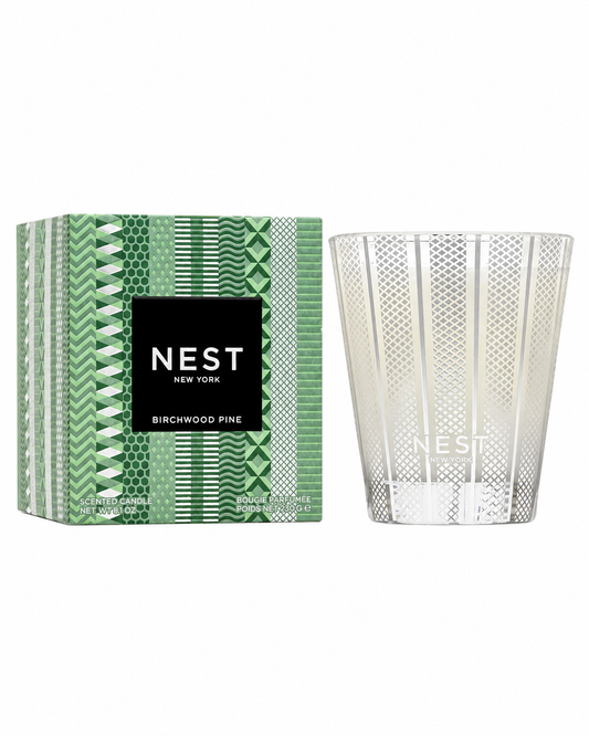 NEST Birchwood Pine Candle with gift box on white background