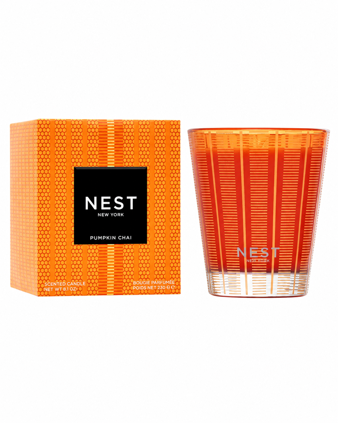NEST Pumpkin Chai Classic Candle with orange gift box on white background