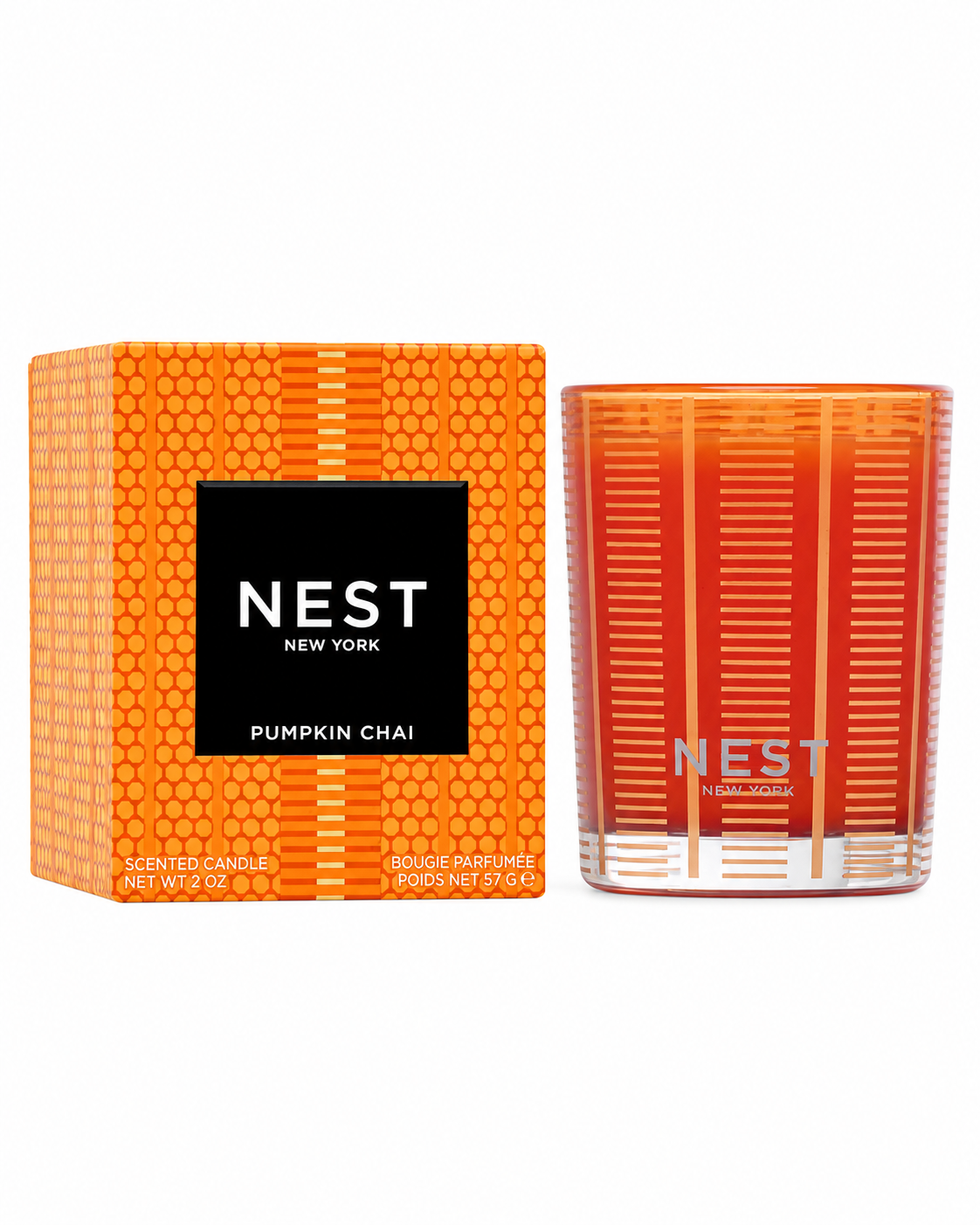 Nest Pumpkin Chai Votive with gift box on white background