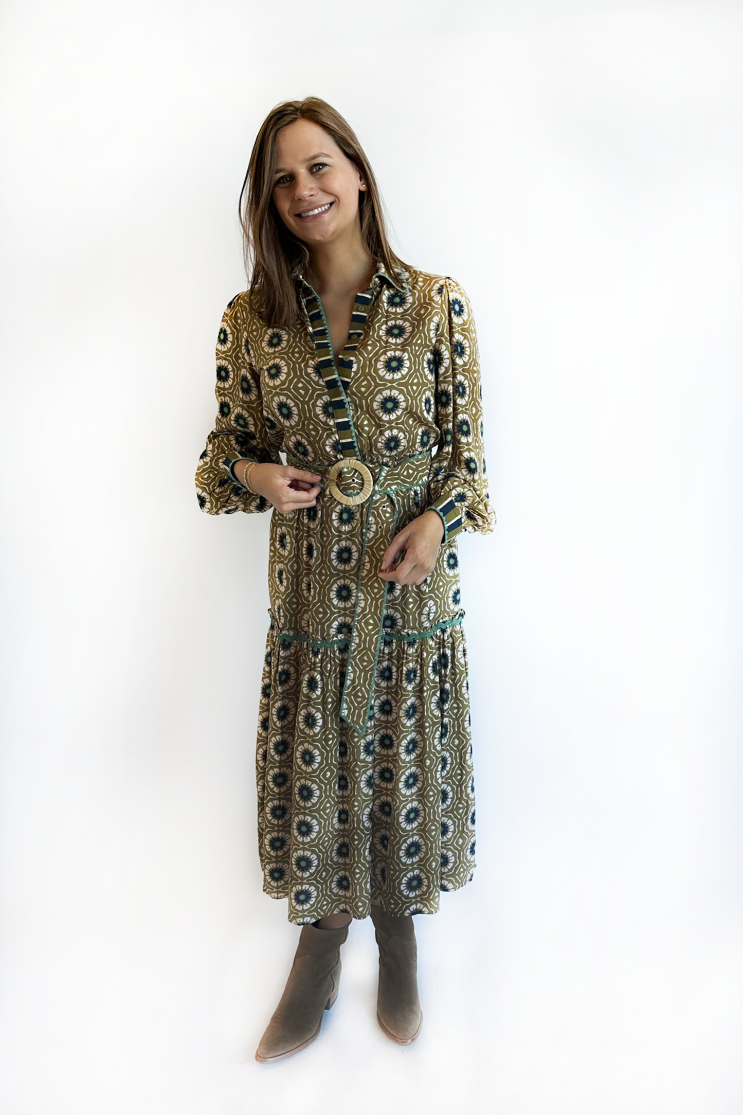 The Laura Long Sleeve Dress - Dandelion Hunter Green