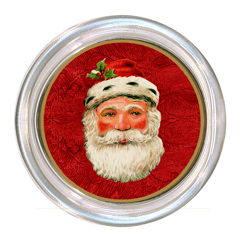 Santa Face on Vintage Red