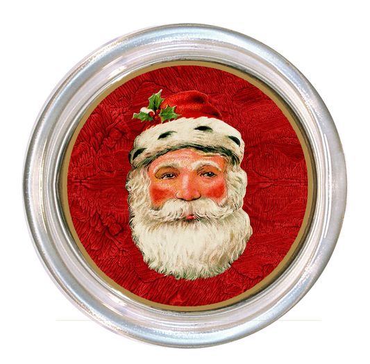 Santa Face on Vintage Red