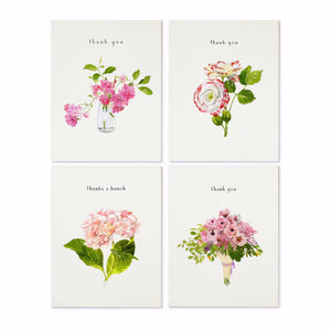Thanks a Lot 2  - Note Set - Pink flower themed cards, boxed
