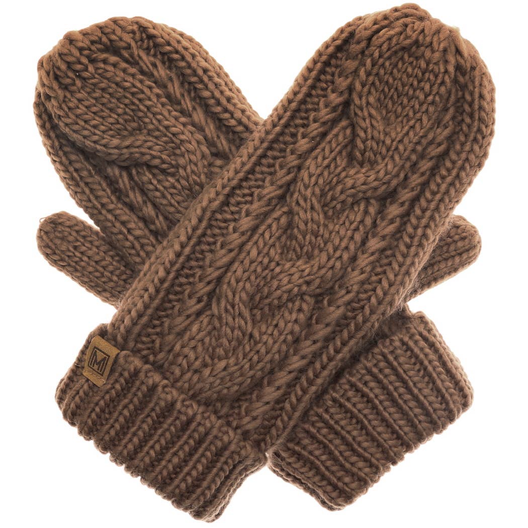 Winter Gloves Cable Knit Mittens with Fleece Lined